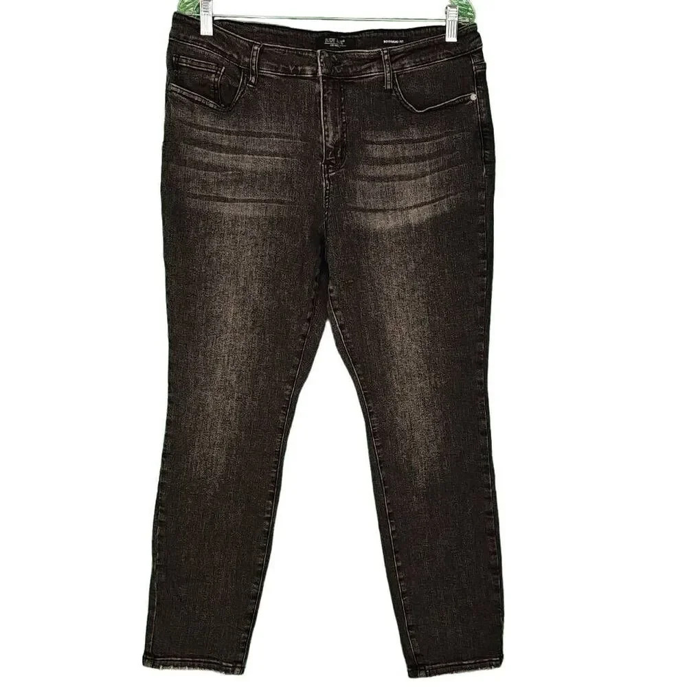 Judy Blue Womens Black Boyfriend Fit Jeans 15/32 15 32